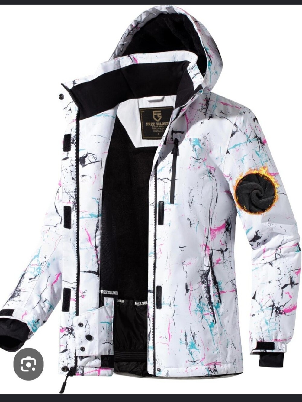 NWT! FREE SOLDIER Fleece Lined Winter Ski,Hike,Rain Jacket. Size L